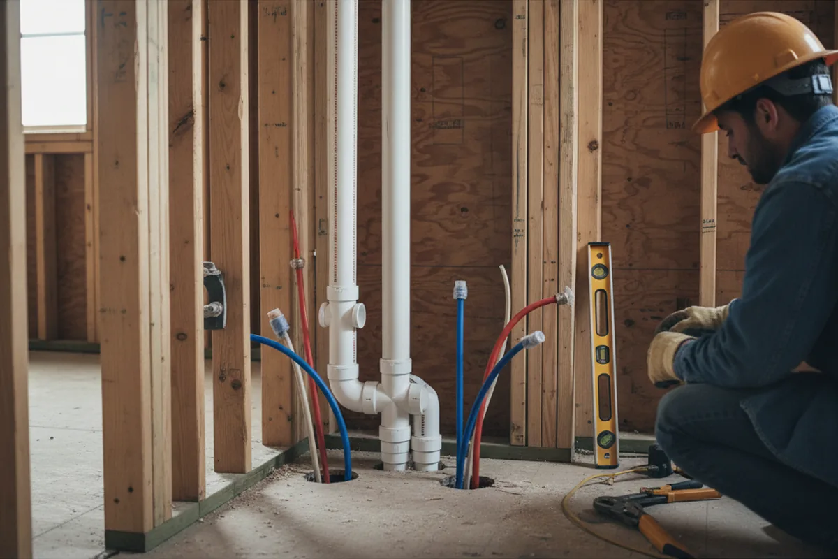 Drain and supply rough-in during Drain Cleaning in Rocky Hill