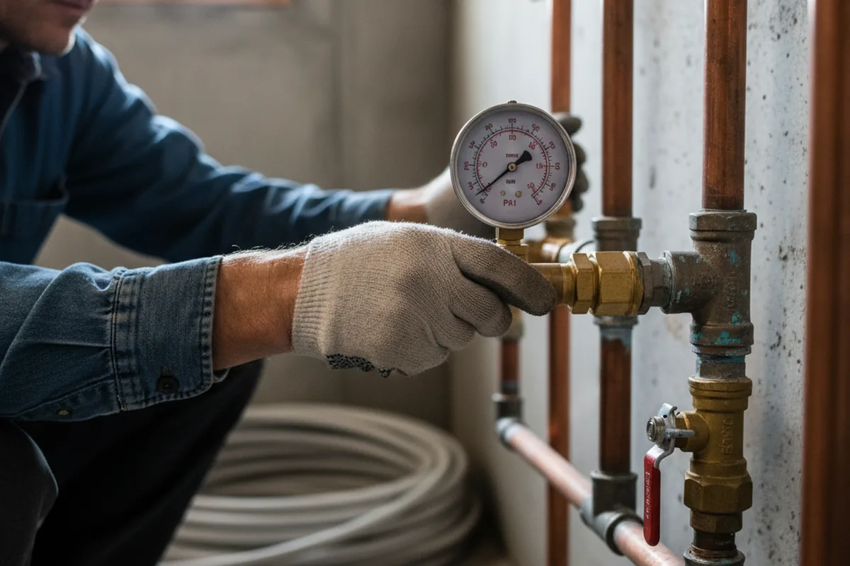 Pressure testing a repaired line during Water Line Repair in Rocky Hill